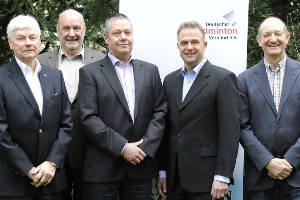 Das Präsidium des DBV: V.l.: Gerd Pigola (Vizepräsident Wettkampfsport), Dietrich Heppner (Vizepräsident Leistungssport), Thomas Born (Präsident), Roland Herres (Geschäftsführer), Karl-Heinz Zwiebler (Vizepräsident Breitensport). Foto: Claudia Pauli