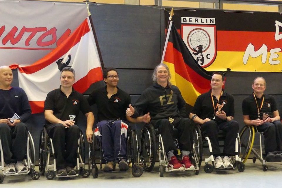 Rick Hellmann vom Rollstuhl-Sport-Club Berlin (3 v.l.) bei der Deutschen Meisterschaft - Foto: Wilhelm Seibert