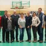 v.l.n.r. Ulrich Böhme (Präsident MSV Zossen 07), Christian Holzmacher (Präsident BC Matchpoint Berlin), Michaela Schreiber (Bürgermeisterin der Stadt Zossen), Danny Eichelbaum (Vorsitzender des CDU-Kreisverbandes Teltow-Fläming), Frau und Herr Petersson (Firma Babolat), Frau und Herr Specht (Edeka Ludwigsfelde), Thomas Born (Präsident des DBV)