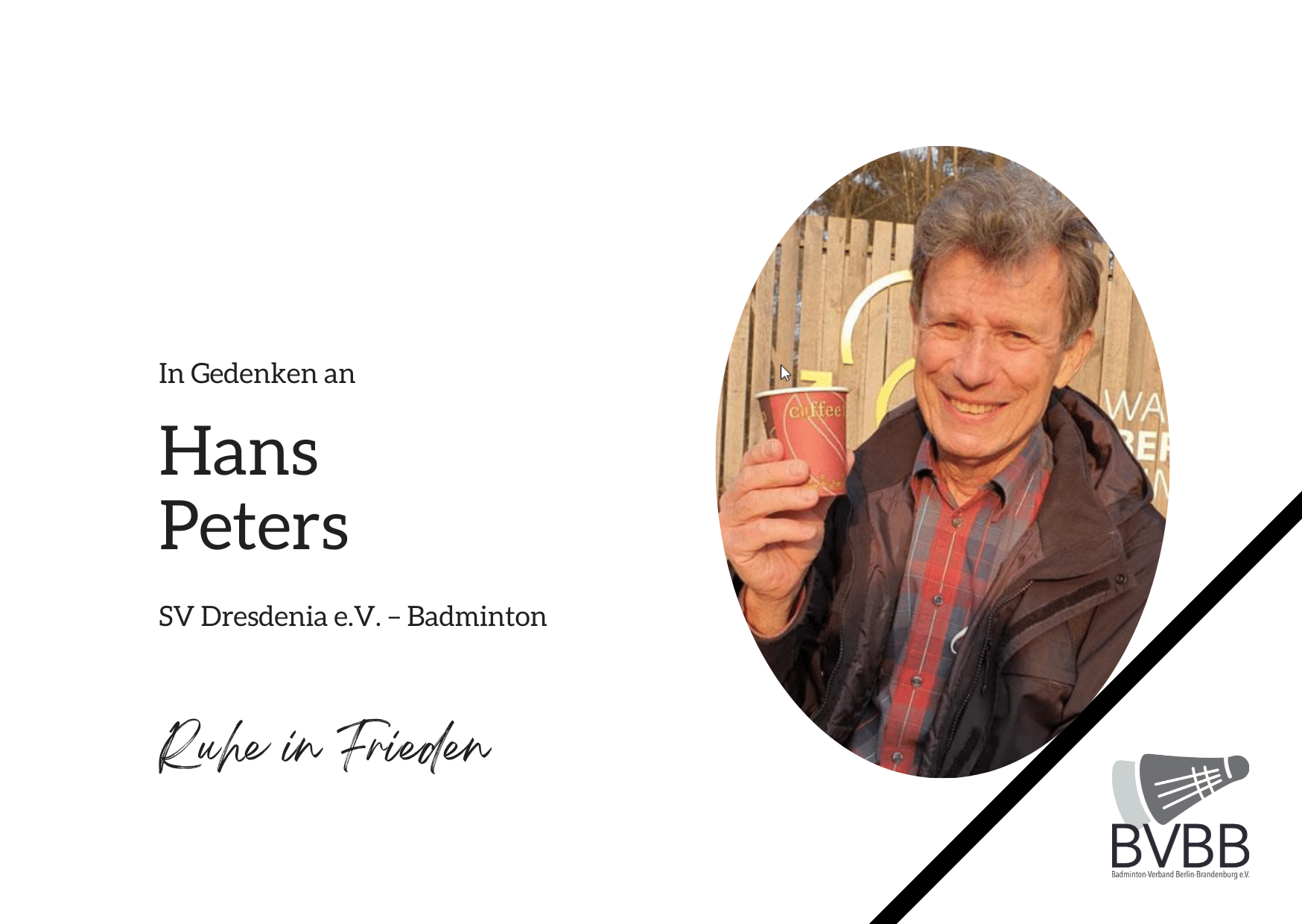 Nachruf des SV Dresdenia e.V für Hans Peters