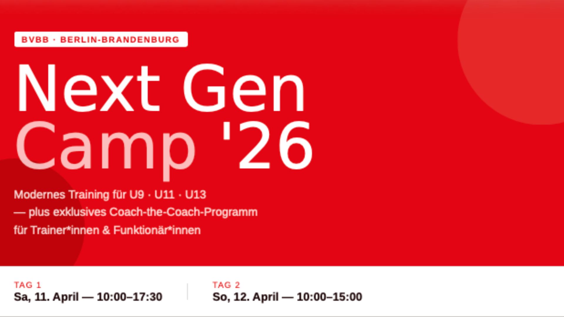 Einladung zum Next Generation Camp U9, U11, U13 – 11./12. April 2026
