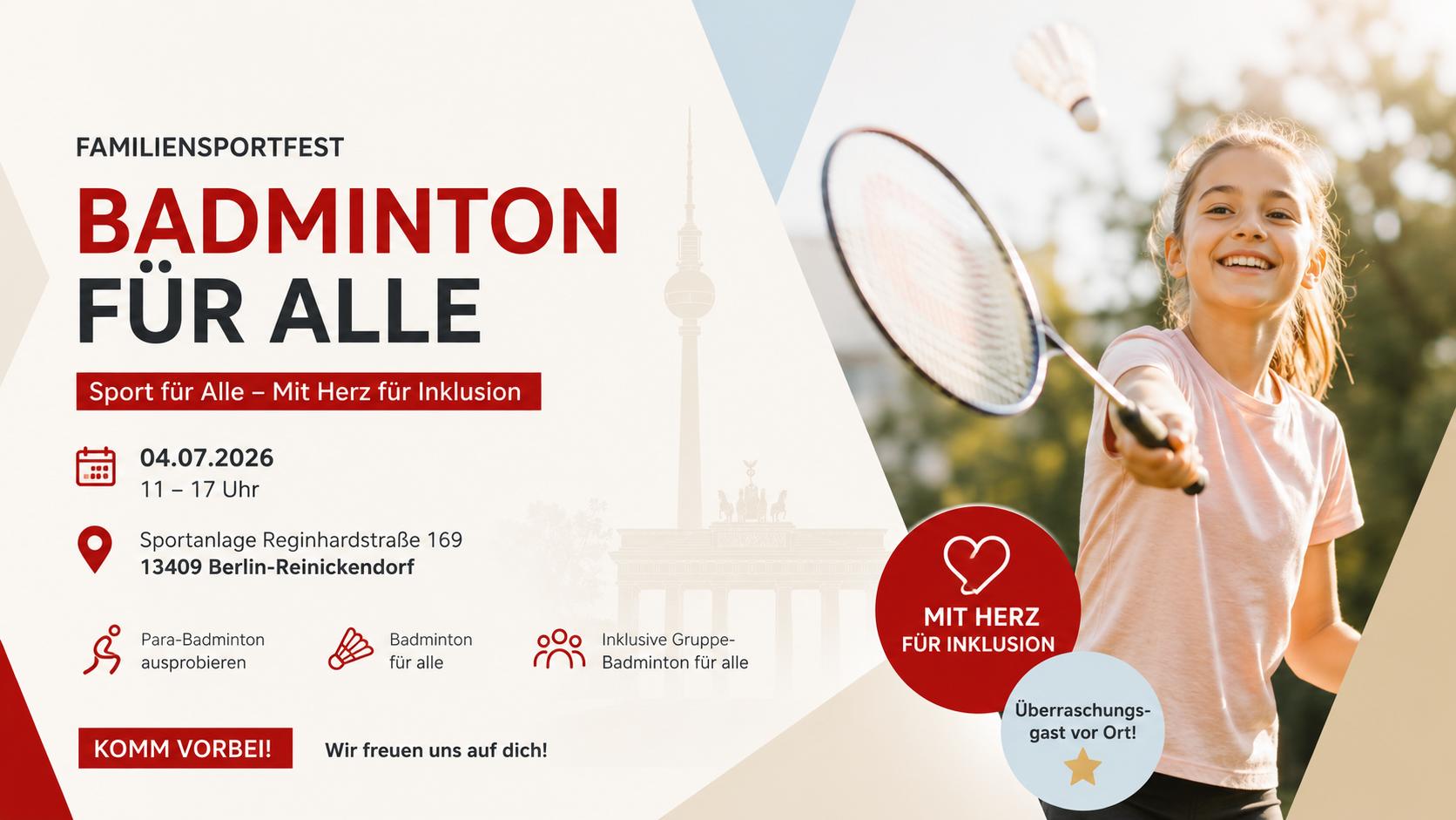 Familiensportfest im Kiez: Badminton für alle zum Ausprobieren am 04.07.2026