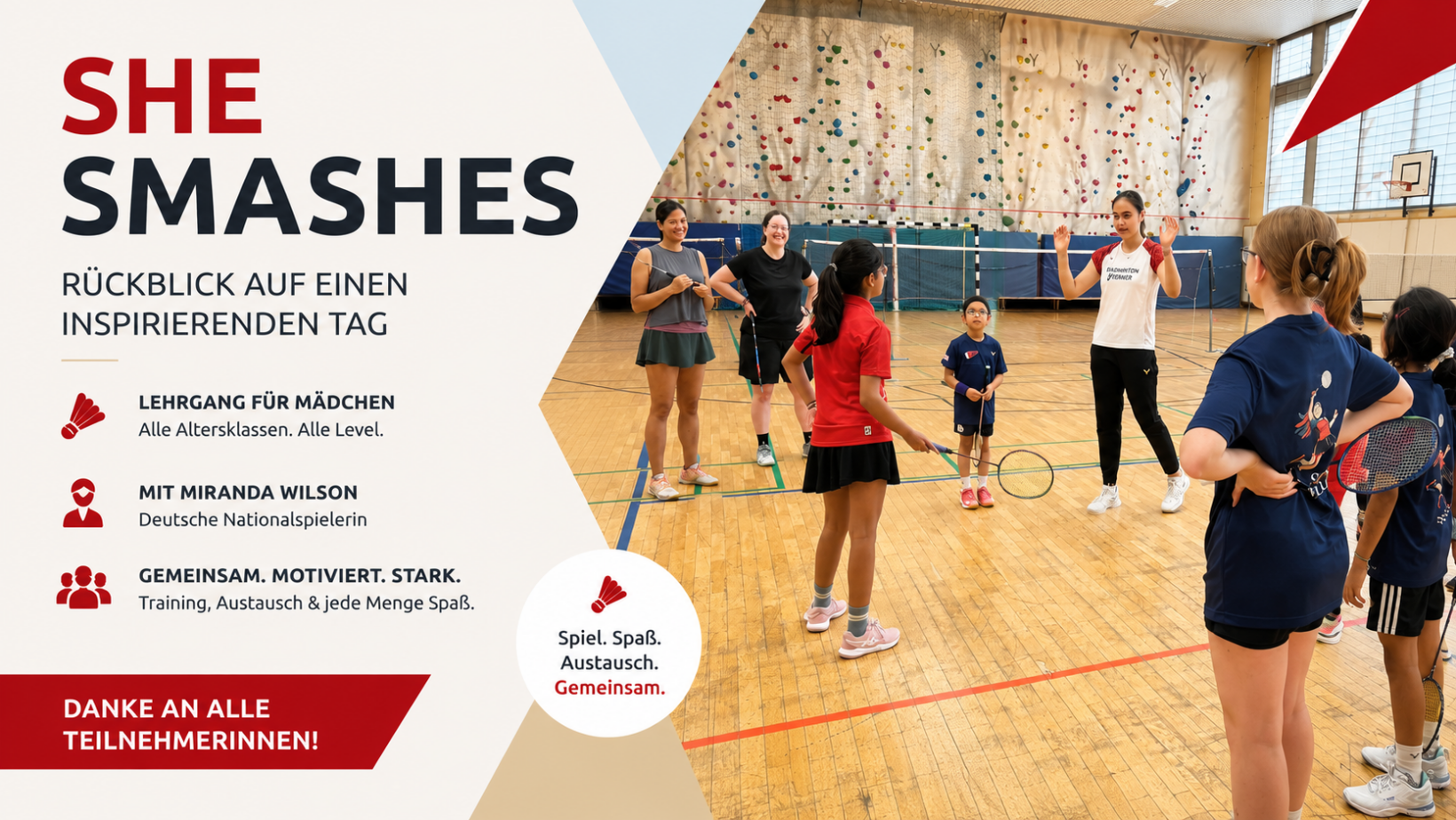 She Smashes – Ein inspirierender Mädchenlehrgang mit Miranda Wilson