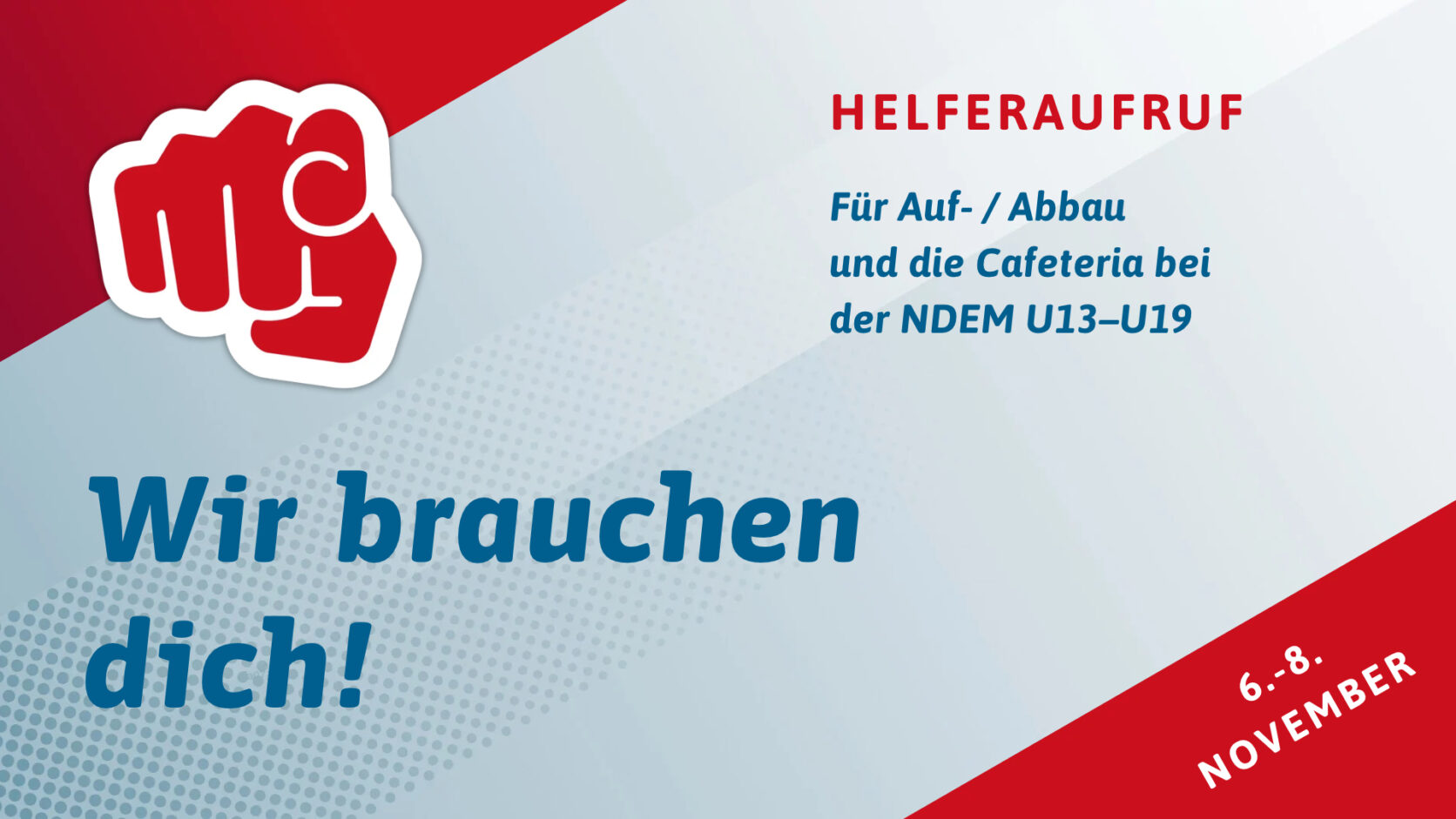 Helfer gesucht: Norddeutsche Meisterschaft U13–U19 in Berlin