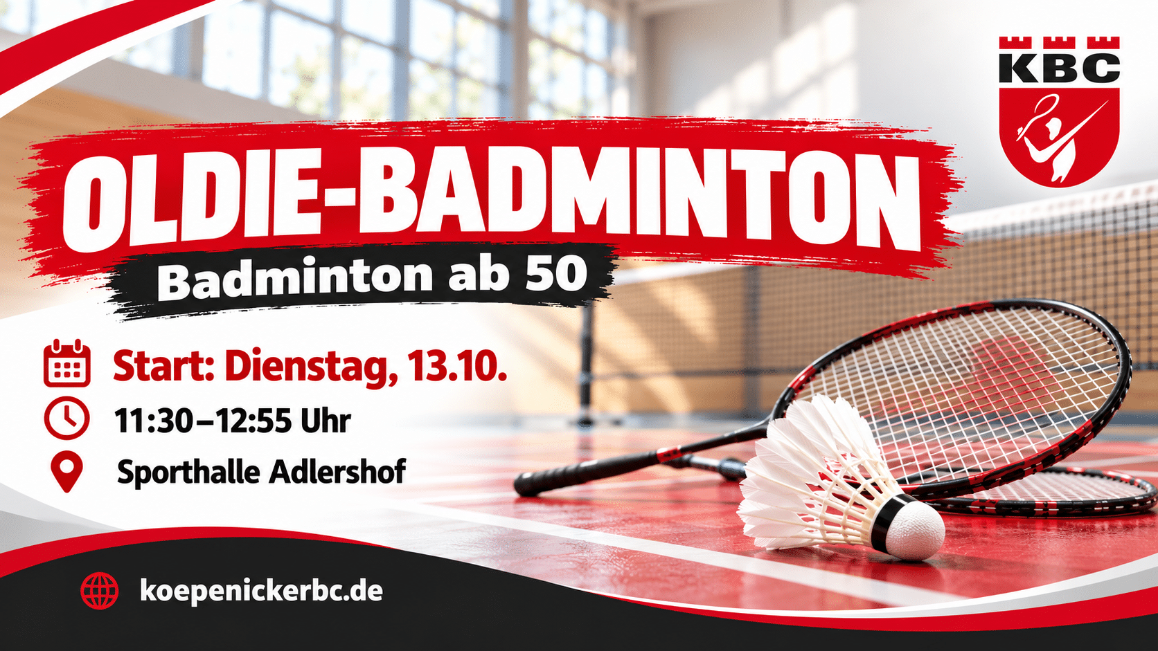 Neues Angebot beim KBC: Oldie-Badminton ab 50